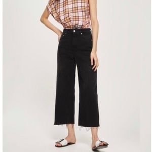 Topshop MOTO black wide leg cropped jeans